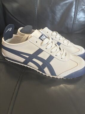 Onitsuka Tiger by Asics Cream Sneakers with Black Stripes Reposh from @reshardd